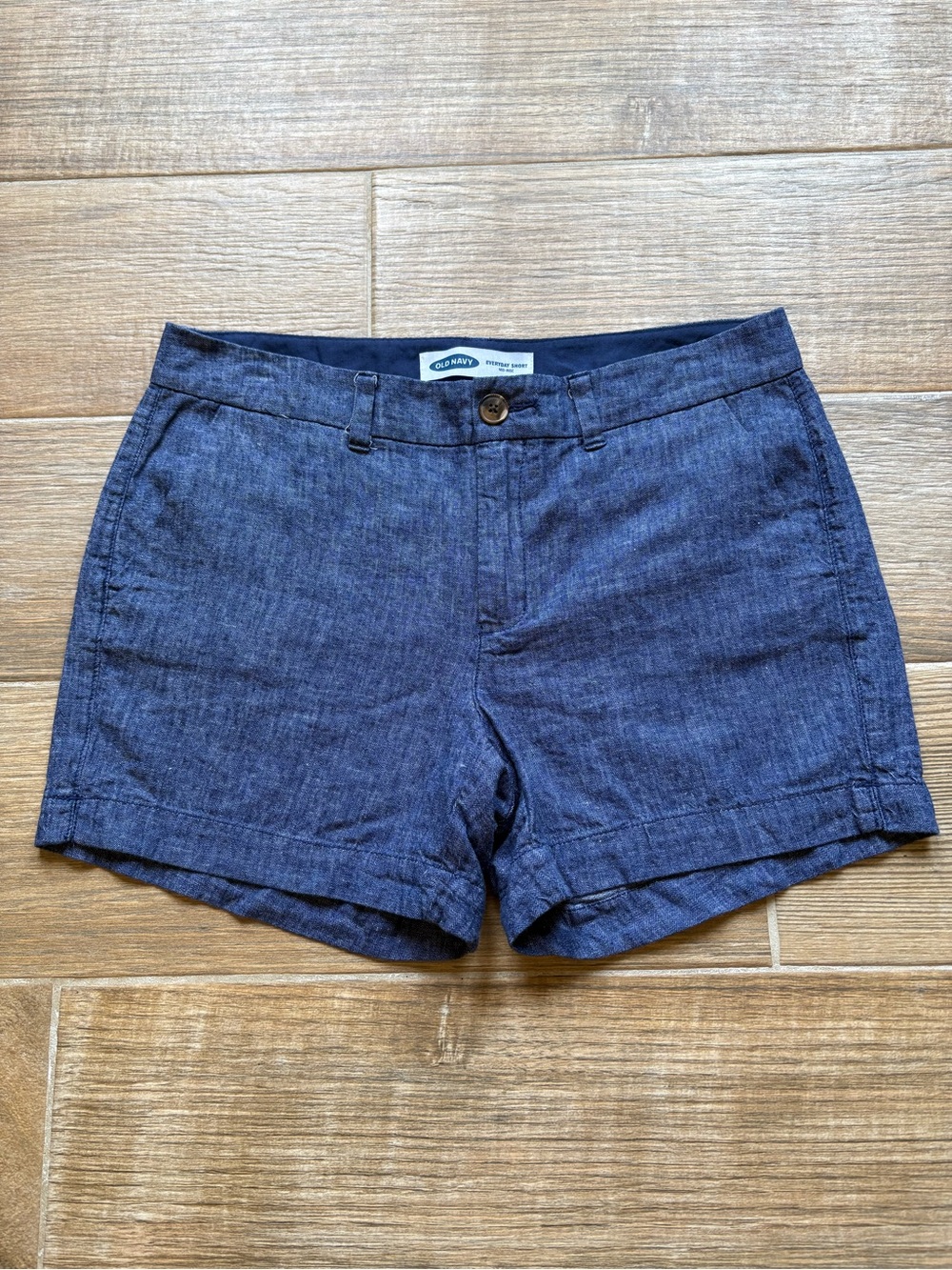 Old Navy Navy Blue Linen-Blend Women’s Shorts, Size 8